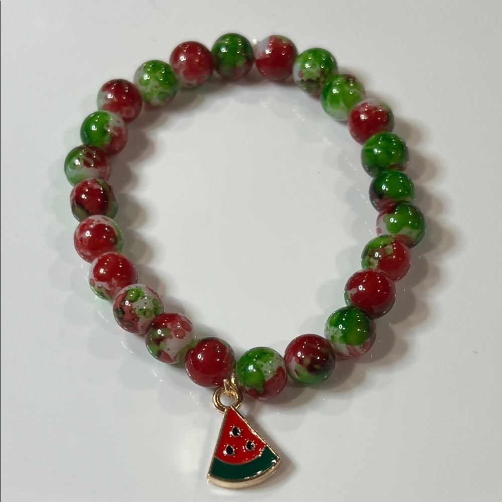 Watermelon Charm Beaded Bracelet